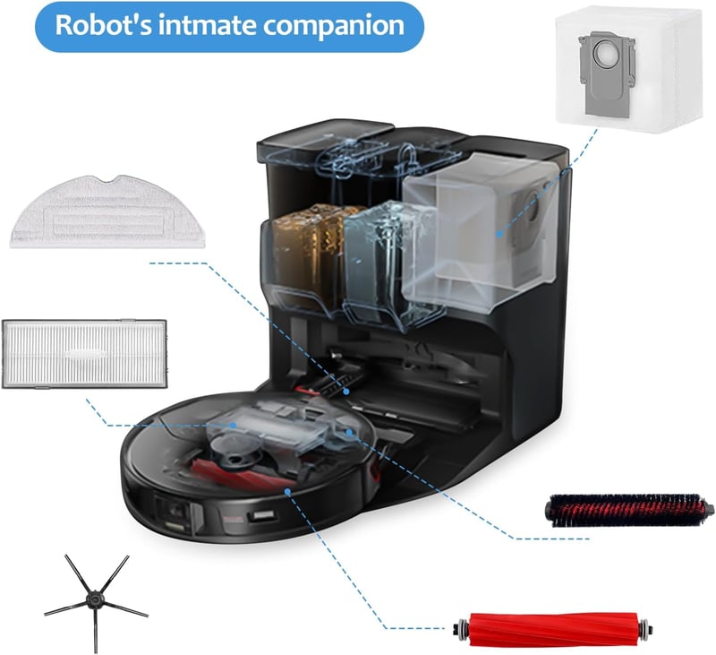 Esoes Roborock S7 MaxV Ultra Porszívó Alkatrész Készlet - Főkefe, Öntisztító Kefék, Törlőkendők - Kompatibilis S7 Pro Ultra T8 Plus Modellek