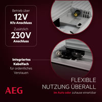 Termoelektrická autochladnička AEG KK 28, 28 litrov, 12V/230V, do auta aj do zásuvky, prenosná, chladenie do 20 °C pod okolitú teplotu, na kempovanie a cestovanie, používaná 8