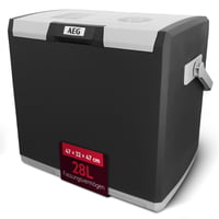 Termoelektrická autochladnička AEG KK 28, 28 litrov, 12V/230V, do auta aj do zásuvky, prenosná, chladenie do 20 °C pod okolitú teplotu, na kempovanie a cestovanie, používaná 1