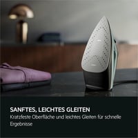 AEG Steam Iron, 2400 W, Variable Vertical Steam Surge, Fine Spray, 24% Recycled Plastic, Residual Heat Indicator, 2 m Cable, 180° Rotatable, Anti-Limescale System, Ceramic Sole, Green Grey, SI5-2-6OG 5