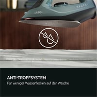 AEG Steam Iron, 2400 W, Variable Vertical Steam Surge, Fine Spray, 24% Recycled Plastic, Residual Heat Indicator, 2 m Cable, 180° Rotatable, Anti-Limescale System, Ceramic Sole, Green Grey, SI5-2-6OG 7