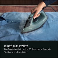 AEG Steam Iron, 2400 W, Variable Vertical Steam Surge, Fine Spray, 24% Recycled Plastic, Residual Heat Indicator, 2 m Cable, 180° Rotatable, Anti-Limescale System, Ceramic Sole, Green Grey, SI5-2-6OG 4