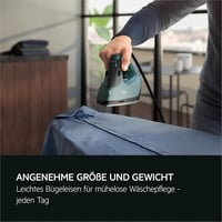 AEG Steam Iron, 2400 W, Variable Vertical Steam Surge, Fine Spray, 24% Recycled Plastic, Residual Heat Indicator, 2 m Cable, 180° Rotatable, Anti-Limescale System, Ceramic Sole, Green Grey, SI5-2-6OG 6