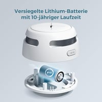 AEGISLINK Füstérzékelő Készlet 6db - Mini Fotoelektromos Tűzjelző 10 Éves Elemmel, Teszt/Némítás Gombbal, Alacsony Töltöttség Figyelmeztetés 2