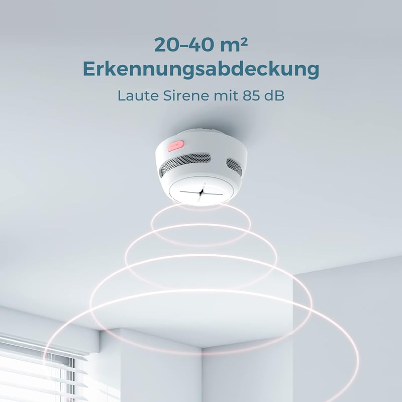 AEGISLINK Füstérzékelő Készlet 6db - Mini Fotoelektromos Tűzjelző 10 Éves Elemmel, Teszt/Némítás Gombbal, Alacsony Töltöttség Figyelmeztetés