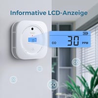 AEGISLINK SC200 Füst és Szénmonoxid Érzékelő LCD Kijelzővel - Elemmel Működő, Tesztgombos, Automatikus Ellenőrzés, Cserélhető Elem 3