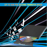 aelrsoch Külső Blu-ray és DVD meghajtó USB 3.0 Type-C csatlakozással olvasás írás 4K Blu-ray lejátszó és rögzítő 7