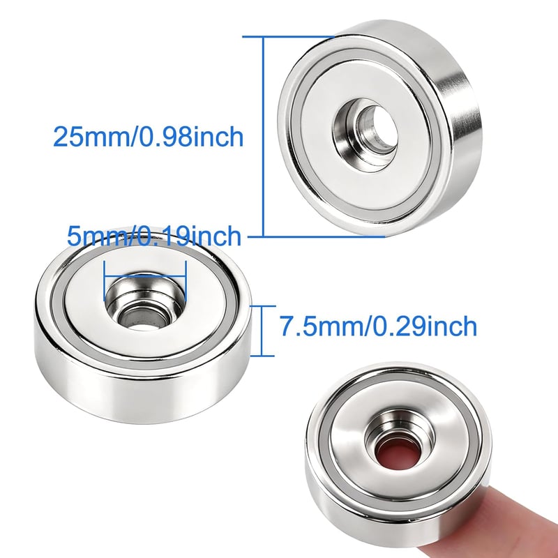 Aenienoe Neodymium Mágnes Lyukkal 32kg Erős Mágnes Csavarral 25mm 4db
