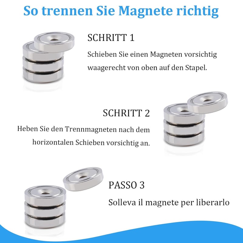 Aenienoe Neodymium Mágnes Lyukkal 32kg Erős Mágnes Csavarral 25mm 4db