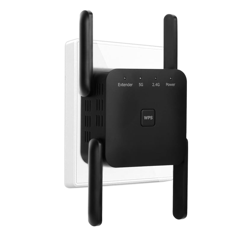 Aenxwa 1200 Mbit/s Dvojpásmový WiFi Zosilňovač signálu a Repeater, 4 Antény 360° Pokrytie, Režim Router/Access Point, LAN/WAN Port, Podpora 15 Zariadení