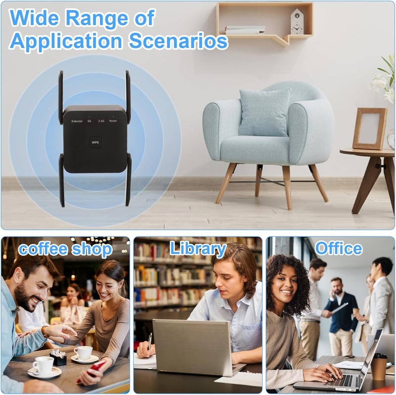 Aenxwa 1200 Mbps Dual Band WiFi Erősítő 2.4GHz 5GHz Repeater Router Access Point