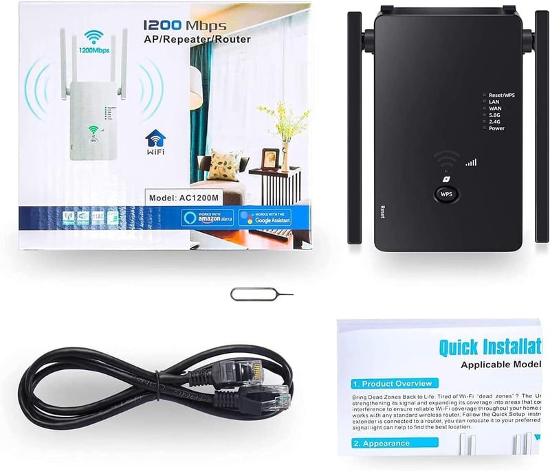 Aenxwa 1200 Mbps Dual Band WiFi Erősítő 2.4GHz 5GHz Repeater Router Access Point