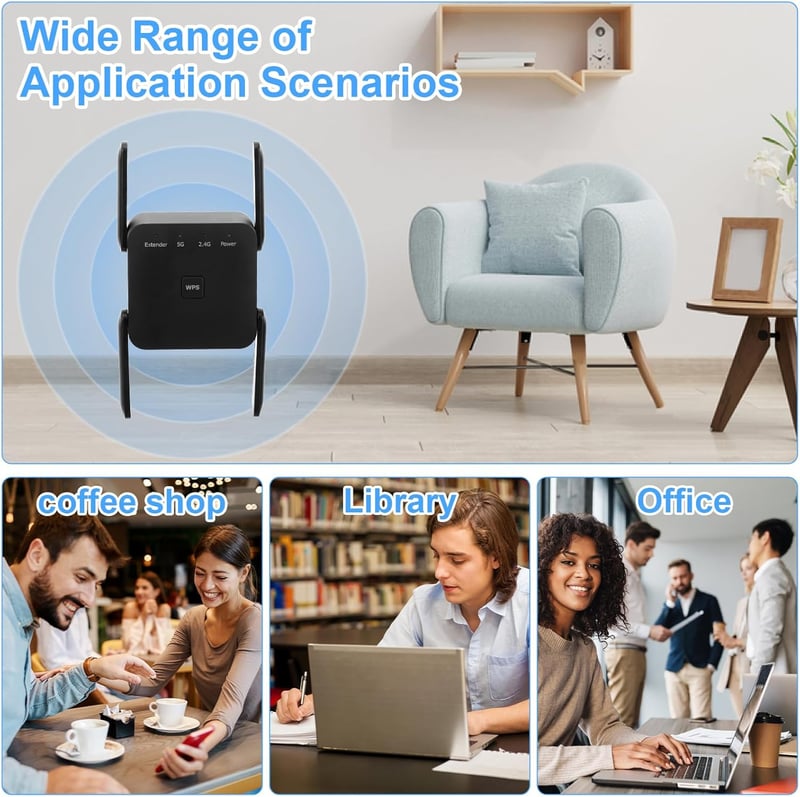 Aenxwa 1200 Mbps Dual Band WiFi Erősítő 2.4GHz 5GHz Repeater Router Access Point