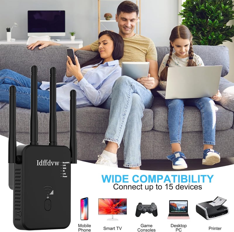 Aenxwa 1200 Mbps Dual Band WiFi Erősítő 2.4GHz 5GHz Repeater Router Access Point
