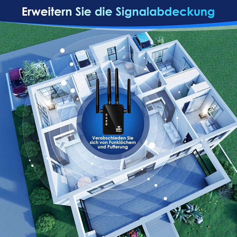 Aenxwa WiFi erősítő 6000m² lefedettséggel, 60 eszközhöz, Ethernet porttal