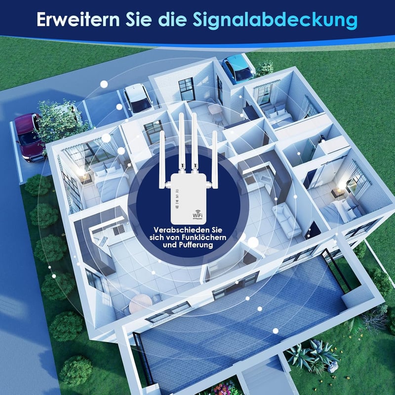 Aenxwa WiFi erősítő 6000m² lefedettséggel, 60 eszközhöz, Ethernet porttal