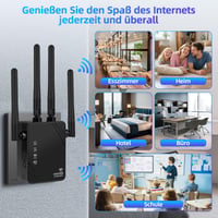 WiFi zosilňovač signálu Aenxwa 1200 Mbit/s, Dual Band 5G/2.4G, s LAN portom, WPS 6