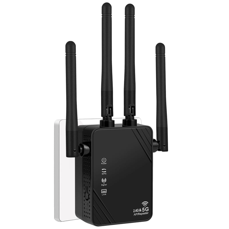 WiFi zosilňovač signálu Aenxwa 1200 Mbit/s, Dual Band 5G/2.4G, s LAN portom, WPS