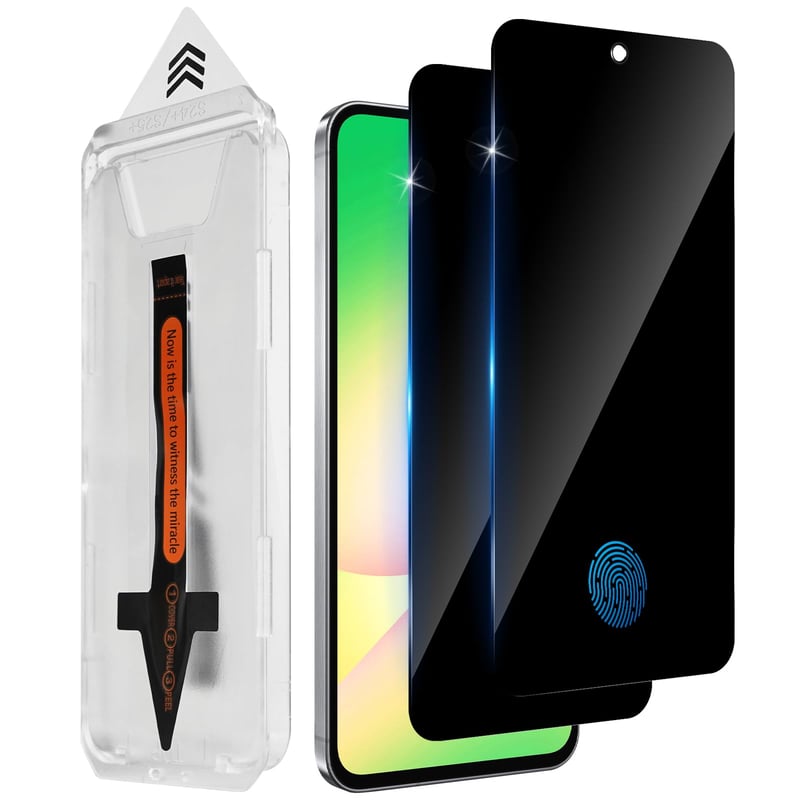 Folie de protecție a ecranului cu funcție de confidențialitate Aerku pentru Samsung Galaxy A56 5G - 2 buc. Sticlă securizată anti-spy, 9H, rezistentă la zgârieturi, protecție anti-amprentă