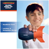 Aerobie Super Sonic Fin loptička na hádzanie – Mäkká aerodynamická vonkajšia hračka pre deti aj dospelých od 8 rokov, modro-oranžová 2