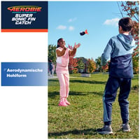 Aerobie Super Sonic Fin loptička na hádzanie – Mäkká aerodynamická vonkajšia hračka pre deti aj dospelých od 8 rokov, modro-oranžová 4