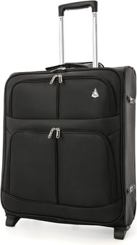 Aerolite 56x45x25 Fedélzeti Bőrönd 60L Könnyű Utazási Táska 2 Kerekű Fekete 1
