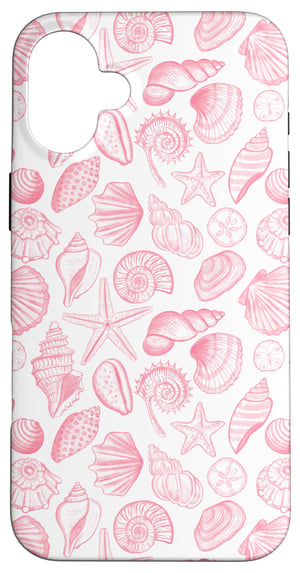 Aesthetic Pattern Co maskica za iPhone 16 Plus, zaštitna maska s uzorkom morskih zvijezda i školjki u pastelnim ružičastim tonovima za djevojke