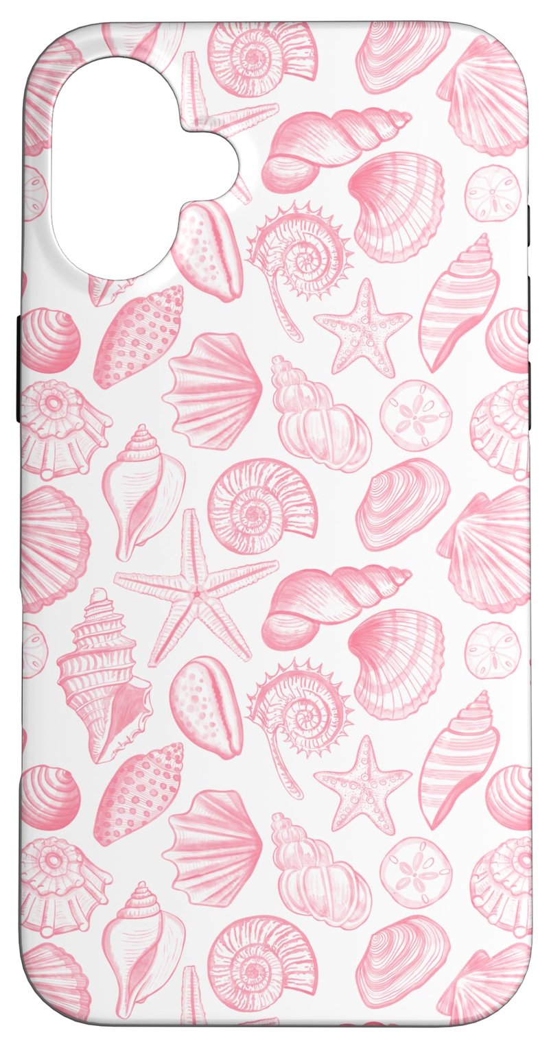 Aesthetic Pattern Co ochranný kryt na iPhone 16 Plus s pastelovým ružovým vzorom hviezdic a mušlí pre dievčatá