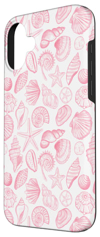 Aesthetic Pattern Co ochranný kryt na iPhone 16 Plus s pastelovým ružovým vzorom hviezdic a mušlí pre dievčatá 2