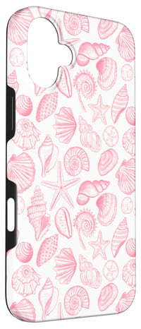 Aesthetic Pattern Co ochranný kryt na iPhone 16 Plus s pastelovým ružovým vzorom hviezdic a mušlí pre dievčatá 3