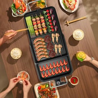 AEWHALE 3 az 1-ben Elektromos Asztali Grill, 2000W Tapadásmentes Teppanyaki Sütőlap 4-6 Személyre, Hőmérséklet Szabályozással 7