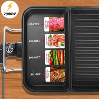 AEWHALE 3 az 1-ben Elektromos Asztali Grill, 2000W Tapadásmentes Teppanyaki Sütőlap 4-6 Személyre, Hőmérséklet Szabályozással 4