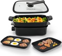 AEWHALE 3az1-ben elektromos sütő grill serpenyő fedővel 1500W antilengő - White 1