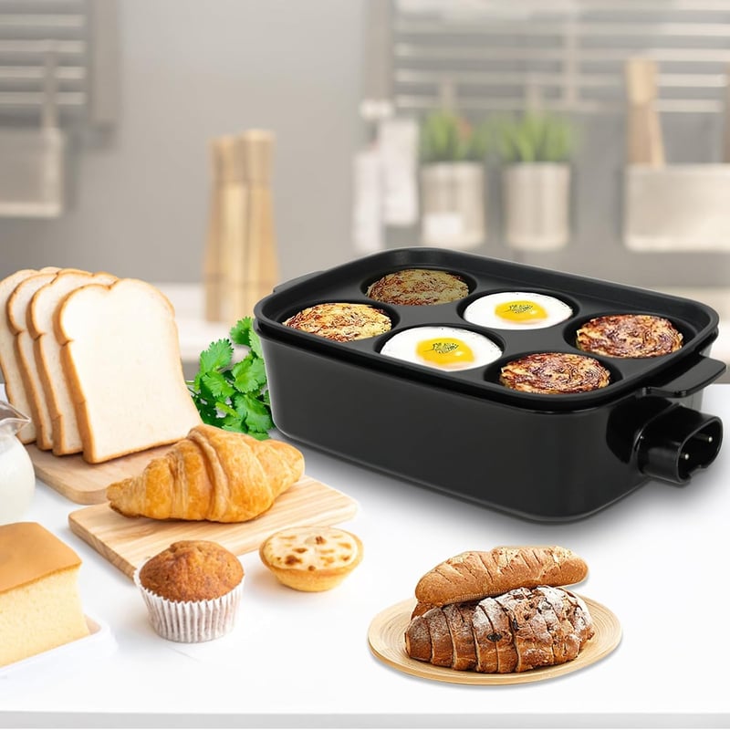 AEWHALE 3az1-ben elektromos sütő grill serpenyő fedővel 1500W antilengő - White