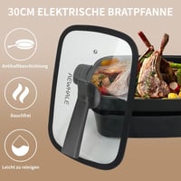 AEWHALE 3az1-ben elektromos sütő grill serpenyő fedővel 1500W antilengő - White 3