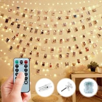 Trongle 10 méteres LED fotófüzér távirányítóval - Meleg fehér fényű szobadekoráció 1