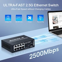 SODOLA 8 portos 2.5 Gbps hálózati switch, 10G SFP+ port, 100 Gbps kapacitás, fémházas 3