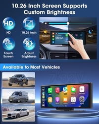 Driveplay 10,26" Vezeték Nélküli Carplay Autós Kijelző 2,5K Fedélzeti Kamerával - Tükrözés, Dupla Bluetooth 5.0, Siri/Google Támogatás, 64GB 7