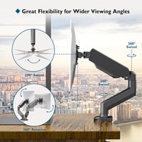 BONTEC Dupla Monitortartó Kar 13-27 Colos LED LCD Képernyőkhöz, Gázrugós, Állítható, Forgatható VESA Konzol, C-Bilinccsel, 6,5 kg Teherbírás 3