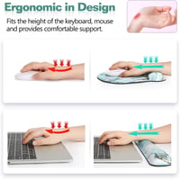 MoKo Ergonomikus Csuklótámaszos Billentyűzet és Egérpad Szett - Memóriahabos, Csúszásgátló, Márványzöld, Irodai és Iskolai Használatra 2