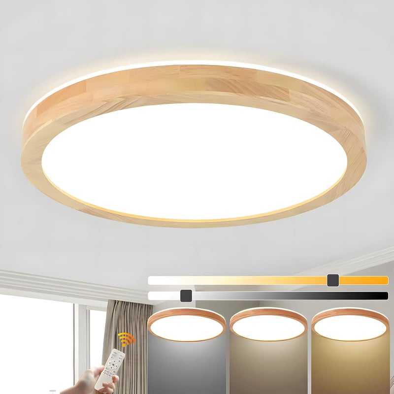 WayLuoung Fa LED Mennyezeti Lámpa 60cm - Szabályozható 3000-6000K 48W Kerek Világítás Távirányítóval - Nappali, Hálószoba, Gyerekszoba, Kony