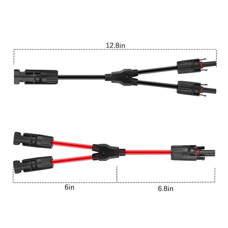 Napelemes Y-adapter kábel, 30A, piros-fekete - PV rendszerekhez