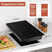 Gudsunal Indukciós Főzőlap 2 Zónával, 3600W, Flex Zónák, 9 Teljesítményszint, Időzítő, Booster Funkcióval, Automatikus Kikapcsolás 3