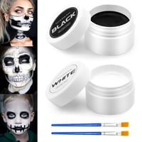 Sunshine smile 100g Fekete-Fehér Arcfesték Szett - Krém Állagú Testfesték Ecsetekkel, Halloween, Farsang, Színházi Smink Gyerekeknek és Feln 5