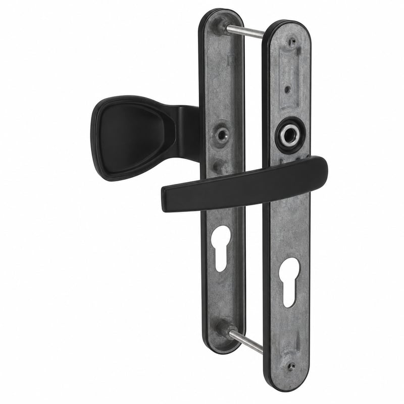 Set mâner ușă Bricard 77E8081 Osmose 2 pe rozetă pentru intrare — defect, pentru piese: mâner fără tijă (stare: vezi a 2-a poză)