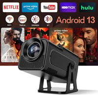 Alwtniet HY320 NTV Android 13 Mini Okos Projektor 4K Netflix Támogatással - 320 ANSI Lumen, WiFi, Bluetooth 5.2, ChatGPT Hangasszisztens, Ho 1