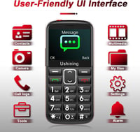Ukuu F200 Időseknek - Nagy Gombos Mobiltelefon, Fekete, Dual SIM, Angol nyelvű 2