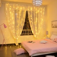 Bigzom LED Fényfüggöny 2x2m - 200 Meleg Fehér LED, USB, IP65 Vízálló, Beltéri/Kültéri Dekoráció Esküvőre, Karácsonyra, Valentin-napra 10 Aka 4