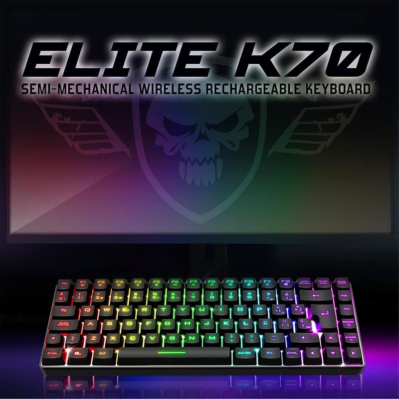 Spirit of Gamer vezeték nélküli Bluetooth TKL gamer billentyűzet, spanyol QWERTY, 65% kompakt