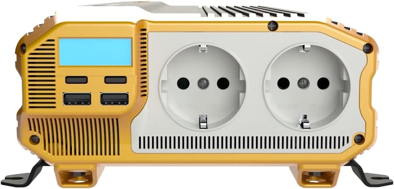 Krieger 1100W Feszültségátalakító - 12V-230V Inverter Autóba, Kempingezéshez, LCD Kijelzővel, 2 USB Porttal és EU Csatlakozóval